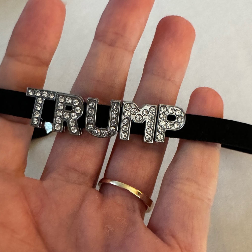 Trump Necklace Choker Rhinestone Letters Initials Maga 2024 Patriotic La